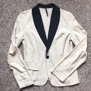 Tan & black one button blazer